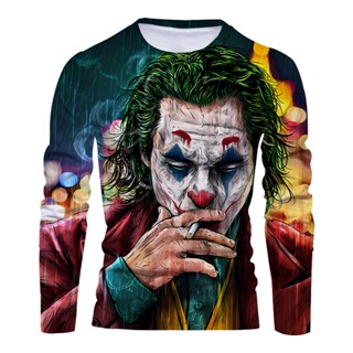 Camiseta Joker Impresso 3D Unisex Manga Longa Harajuku Casual