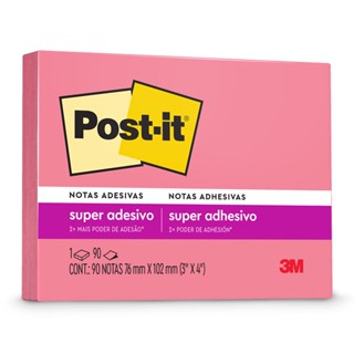Bloco de notas super adesivas Post-it rosa milênio 76x102mm 90 folhas 3M