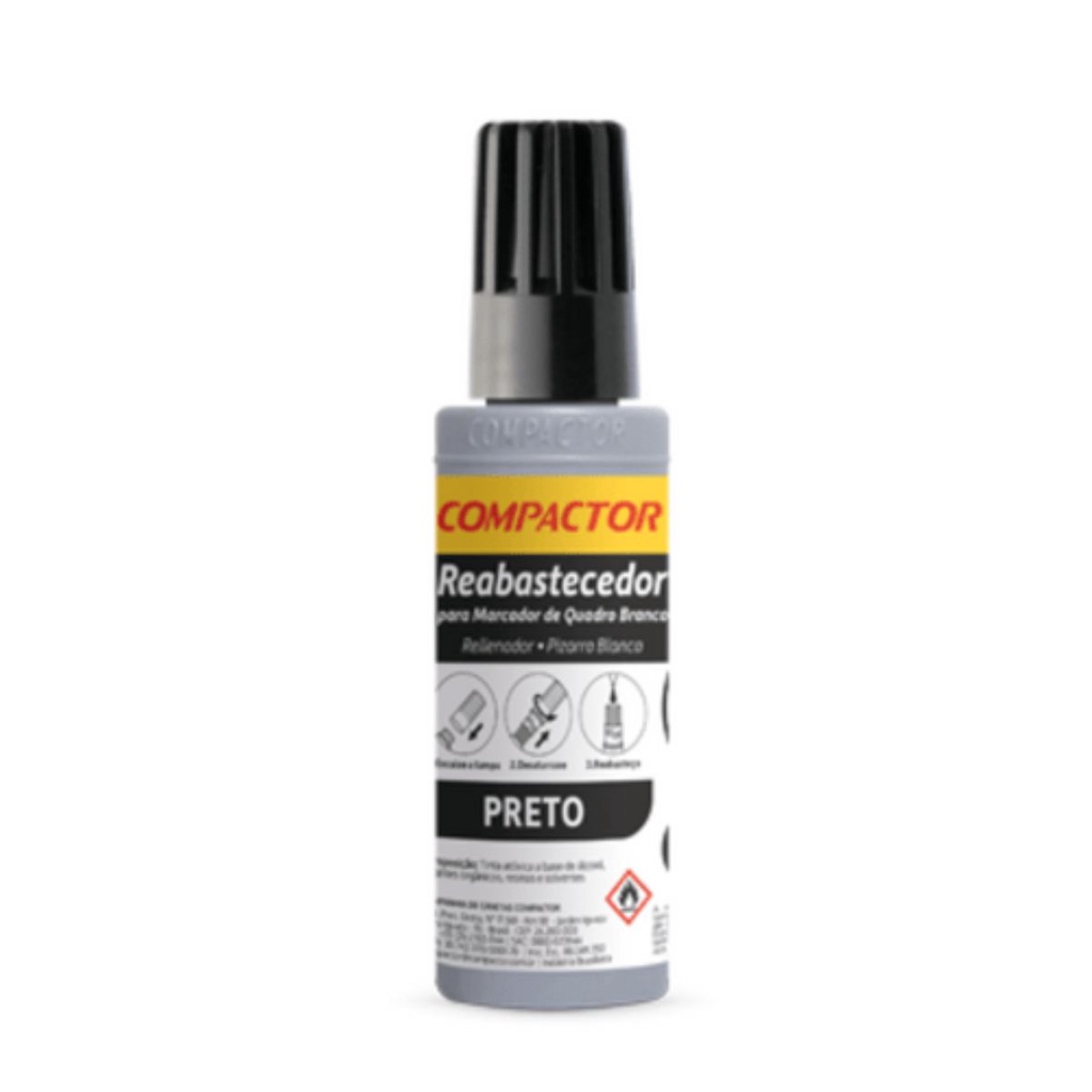 Reabastecedor  Refil Para Quadro Branco Compactor  30mL - PRETO em Oferta na Shopee