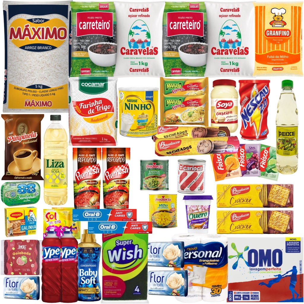 Cesta Básica com Leite Ninho, Nescau e Produtos de Limpeza em Oferta na Shopee