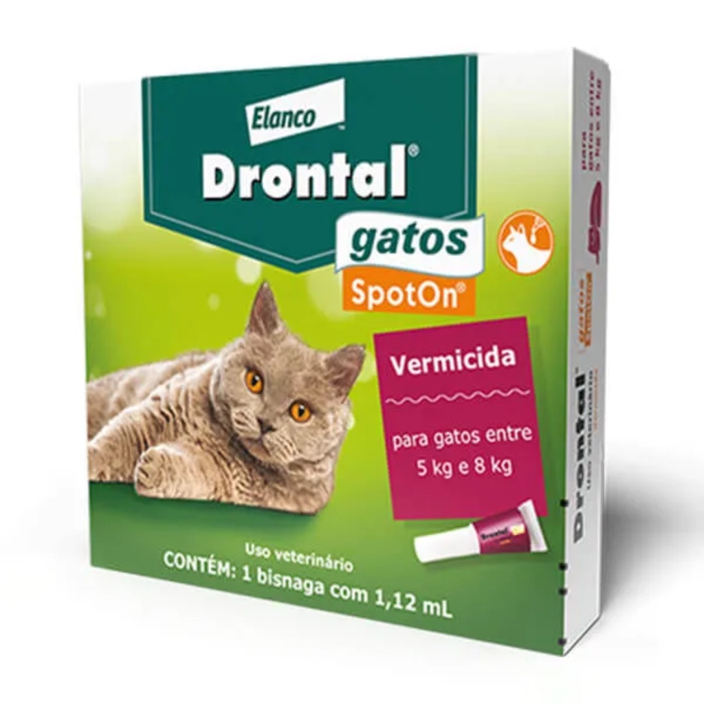 Drontal Spot On 1,12 Ml Vermicida Gatos 5 A 8 Kg Vermifugo - Elanco em Oferta na Shopee