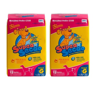 Kit com 2 Fraldas Descartáveis Super Secão Cães Fêmeas 12 Unidades Tam G em Oferta na Shopee