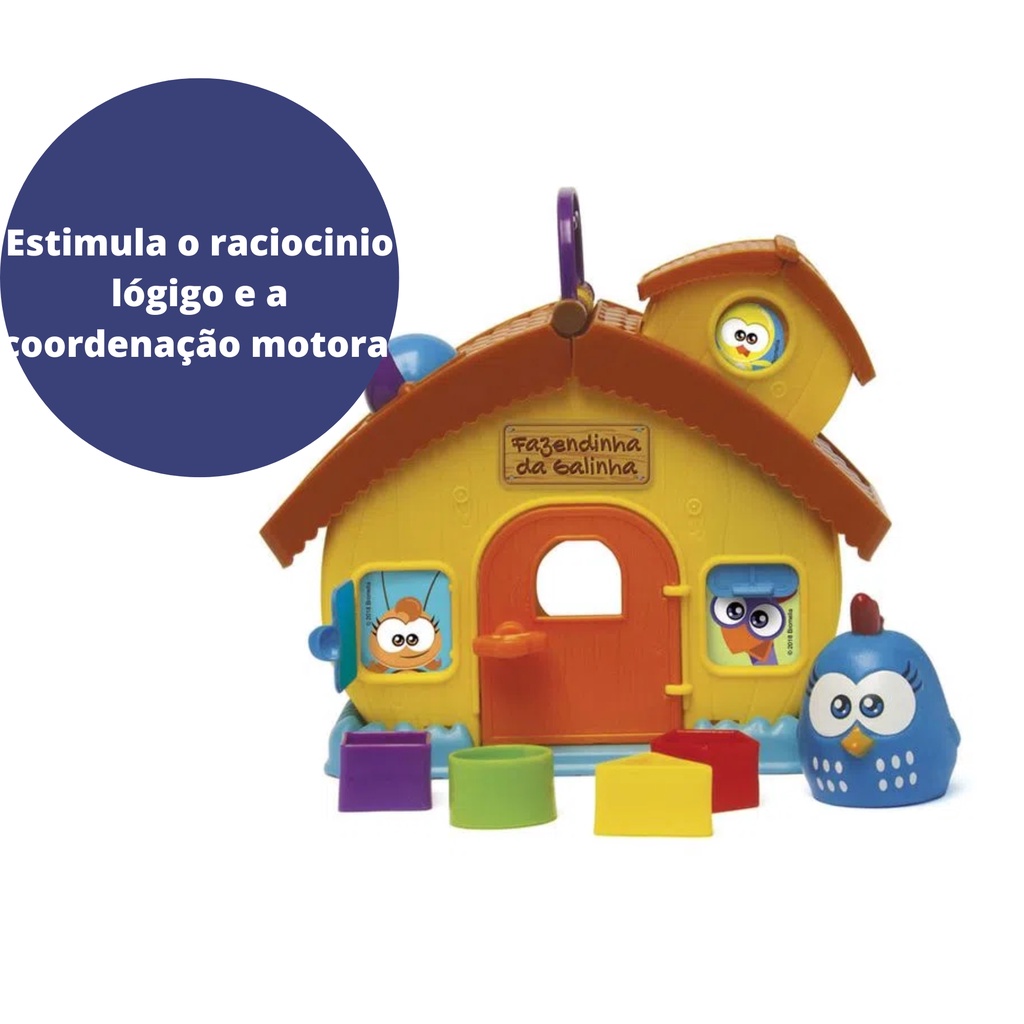 Detalhes do Brinquedo Infantil Fazendinha Da Galinha Pintadinha Mini 24cm em Plástico e Janelinha com Surpresa Elka - 1088
