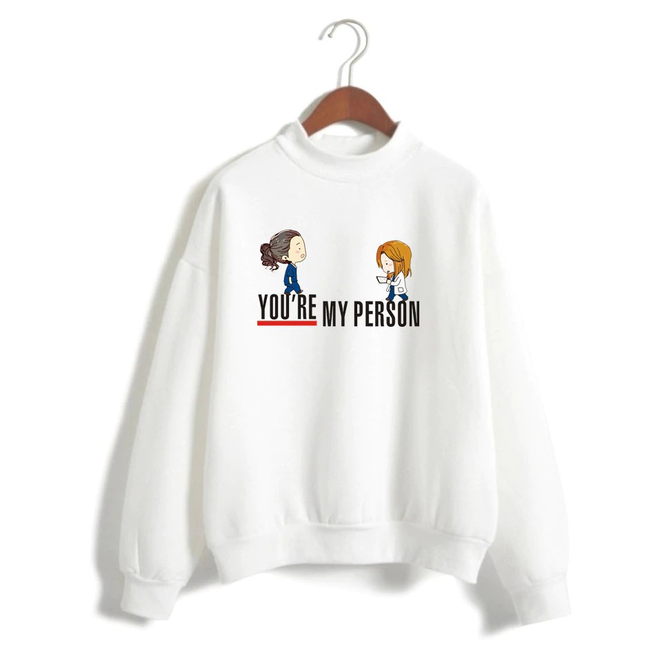 Blusa Moletom Sem Capuz Algodão Unissex Greys Anatomy You Are My Person Meredith Cristina  Com capuz ou sem Capuz Casa