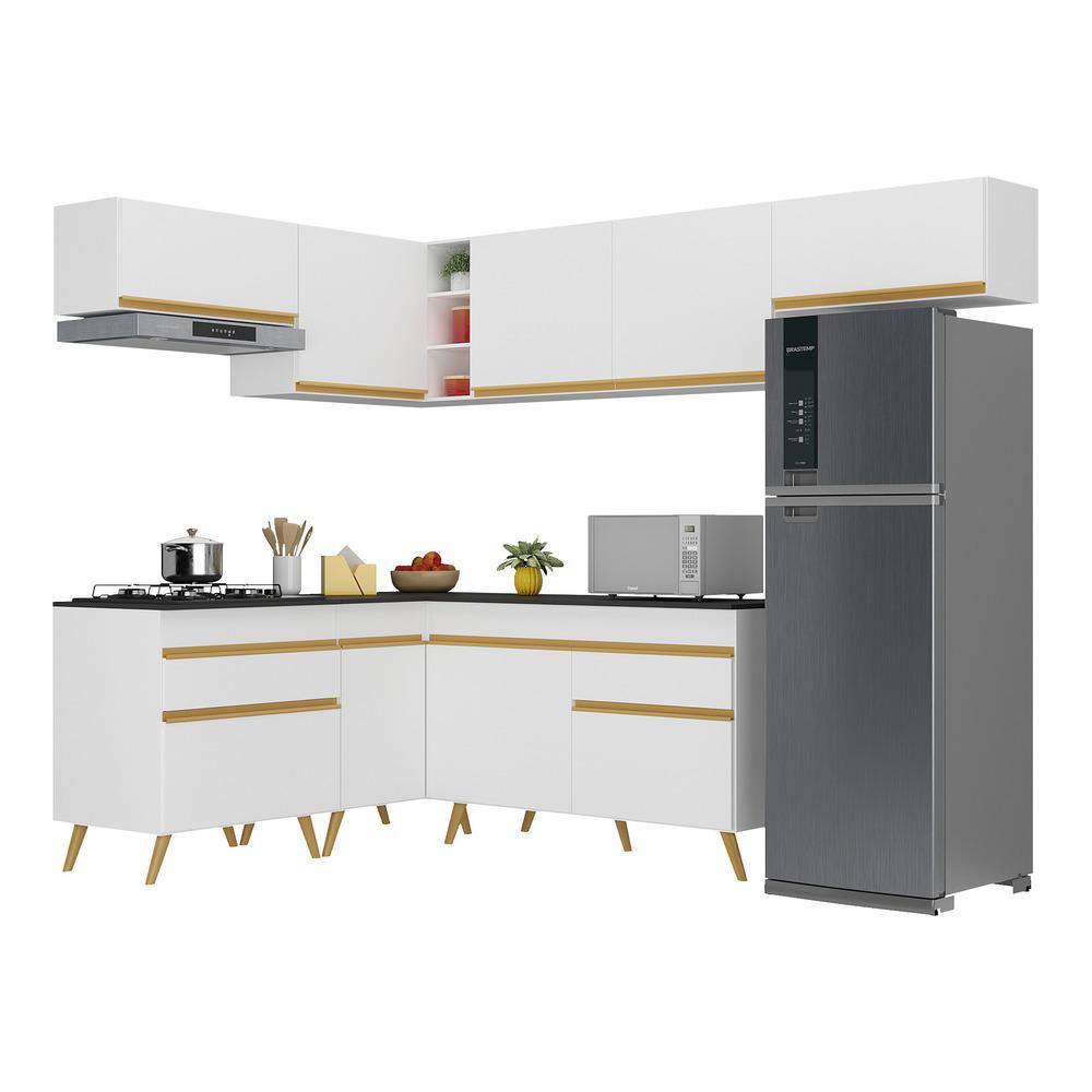 Cozinha Completa de Canto Veneza GW Multimóveis MP2069 com Armário e Balcão Branca