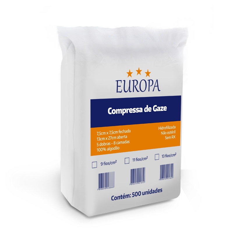 Compressa de Gaze Não Estéril Europa 13 fios/cm² - PolarFix