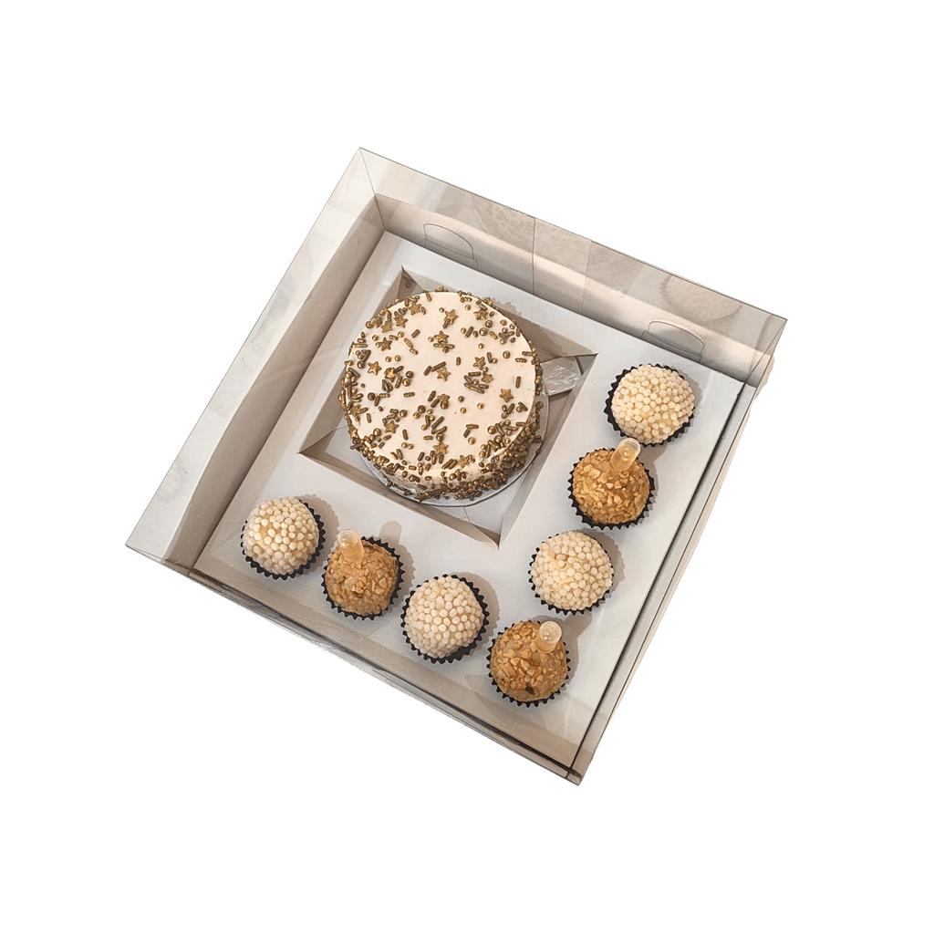Caixa para Bento Cake - 10 unidades - Visor Branca e Kraft Caixa Presente Dia das Maes