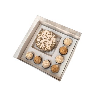 Caixa para Bento Cake - 10 unidades - Visor Branca e Kraft Caixa Presente Dia das Maes