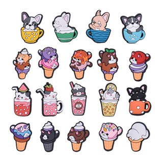 Bonito dos desenhos animados Animal sorvete Encantos Sapato botões pin para Charme Bonito DIY Decorativa PVC Cartoon Sandálias Chinelos pinos Fivela Acessórios