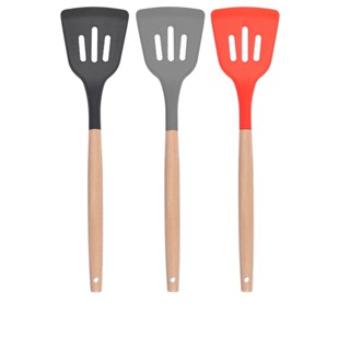 Espátula Perfurada Vazada Fritura Chapa Silicone Bambu 32cm