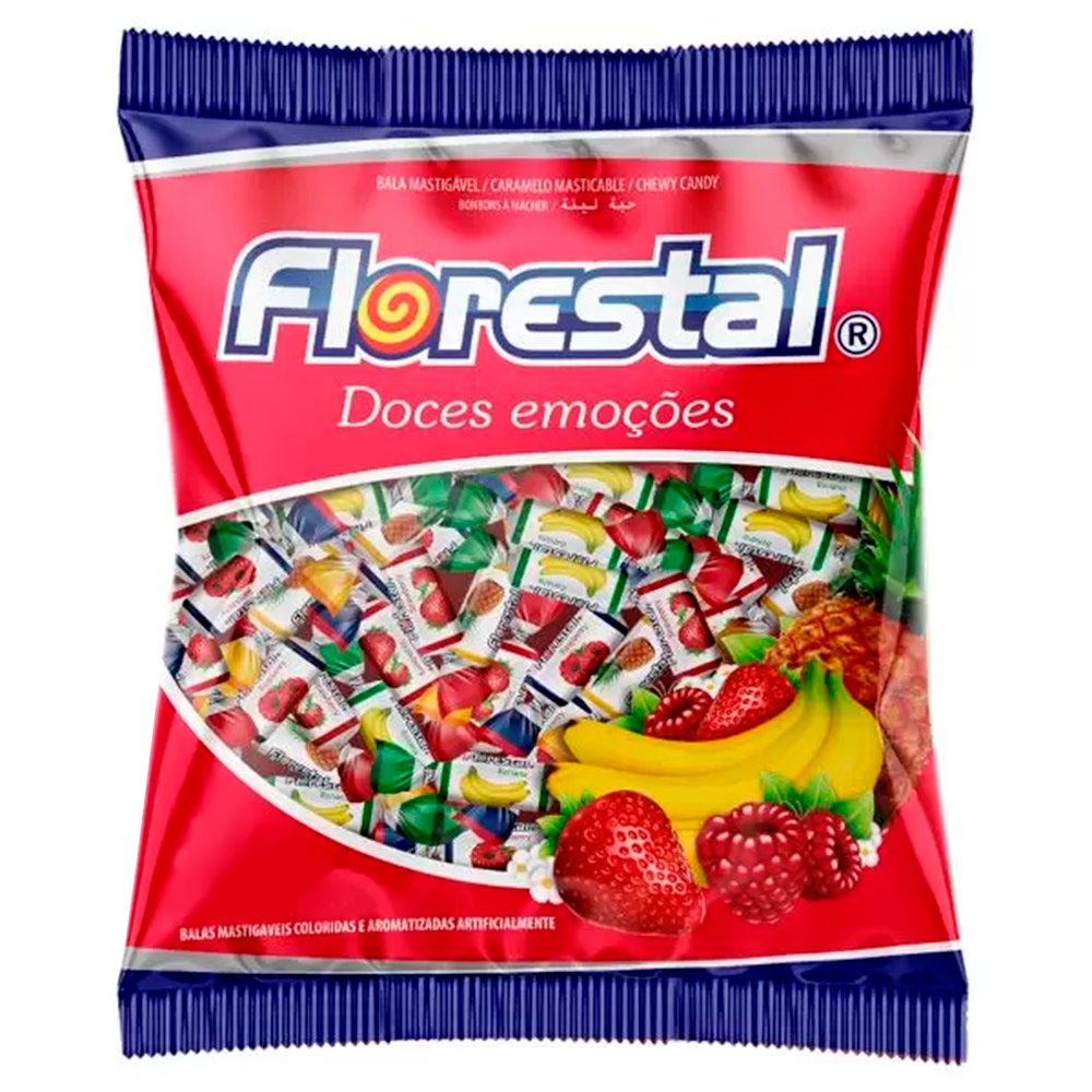 Bala Mastigável Frutas Sortidas 500g - Florestal em Oferta na Shopee