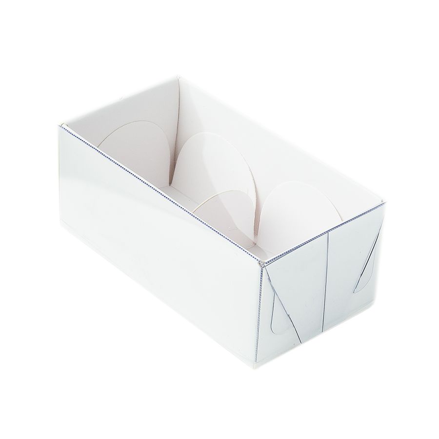 Caixa 2 Doces com Tampa Transparente Nº 2 (8,5cm x 4cm x 3,5cm) Branca 10 unidades Assk Rizzo Embalagens - Stationery