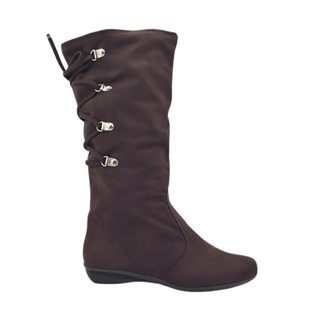 Bota Feminina Camurça Conforto Cano Médio Rasteira Salto Baixo 787 em Oferta na Shopee