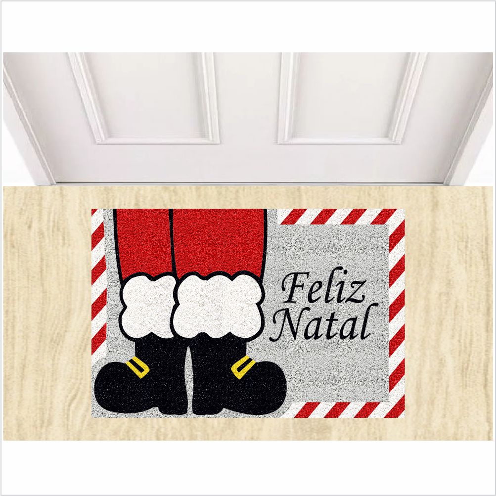 TAPETE CAPACHO BOTA PAPAI NOEL FELIZ NATAL 60X40 CM