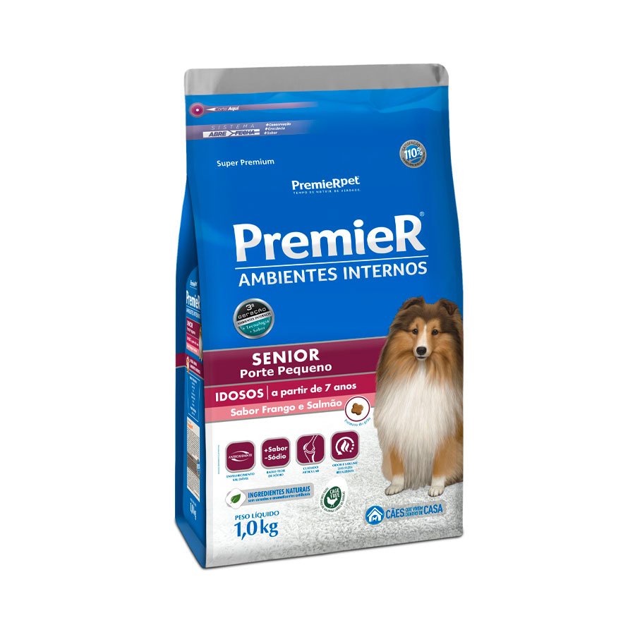 Ração Premier Ambientes Internos Sênior Raças Pequenas 1kg - Pets