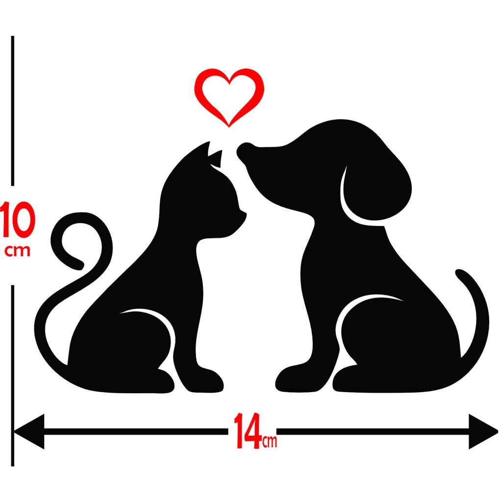 Adesivo Gato E Cachorro Fofo Casa Decoração Carro