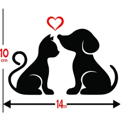 Adesivo Gato E Cachorro Fofo Casa Decoração Carro