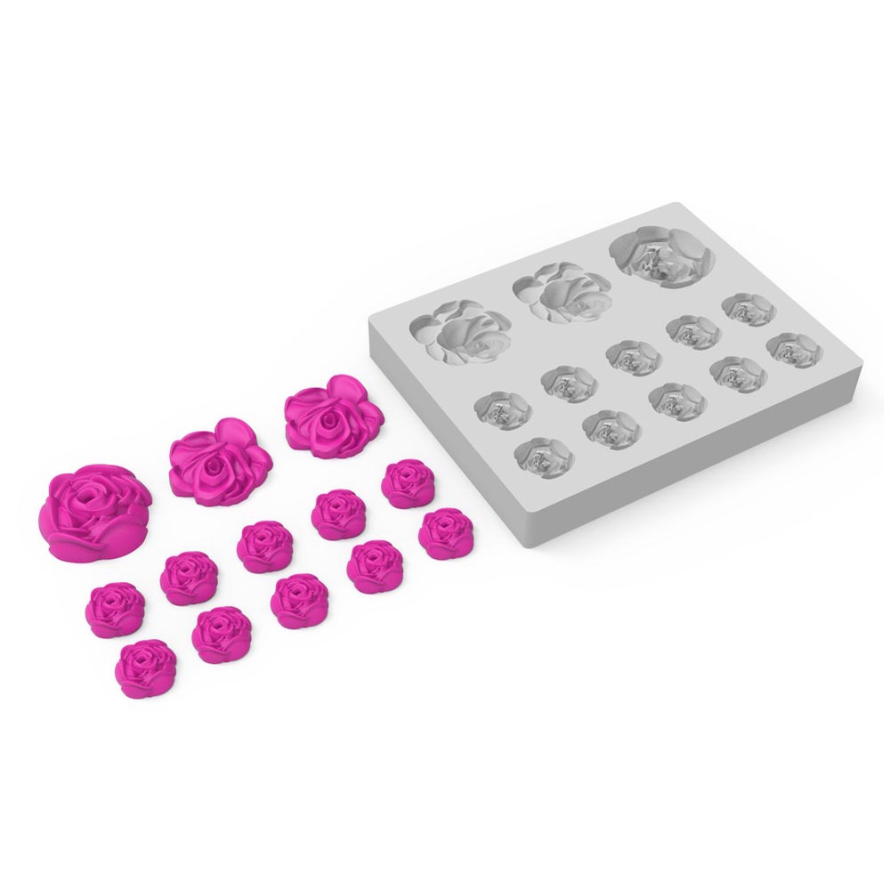 Molde de Silicone 13 Mini Rosas para Artesanato DIY Lembrancinha Vela Sabonete Resina Biscuit
