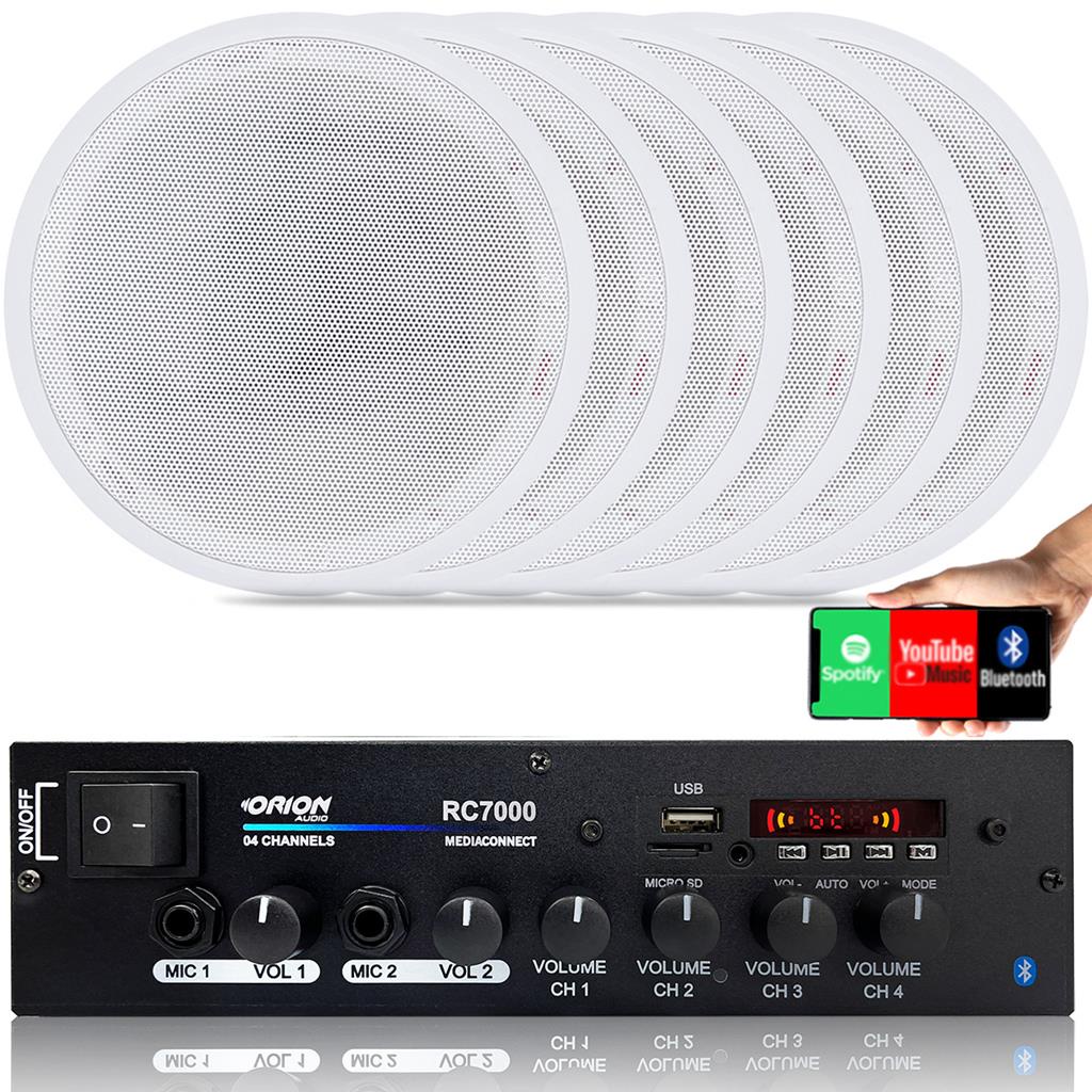 Kit Som Ambiente 4 Canal 500 Watts + 6 Caixa Br Red Gesso