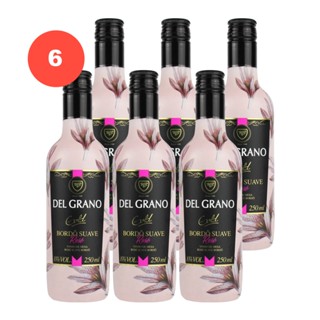 Pack 06 Un Mini Vinho Rose Del Grano Gold Suave Bordo 250ml