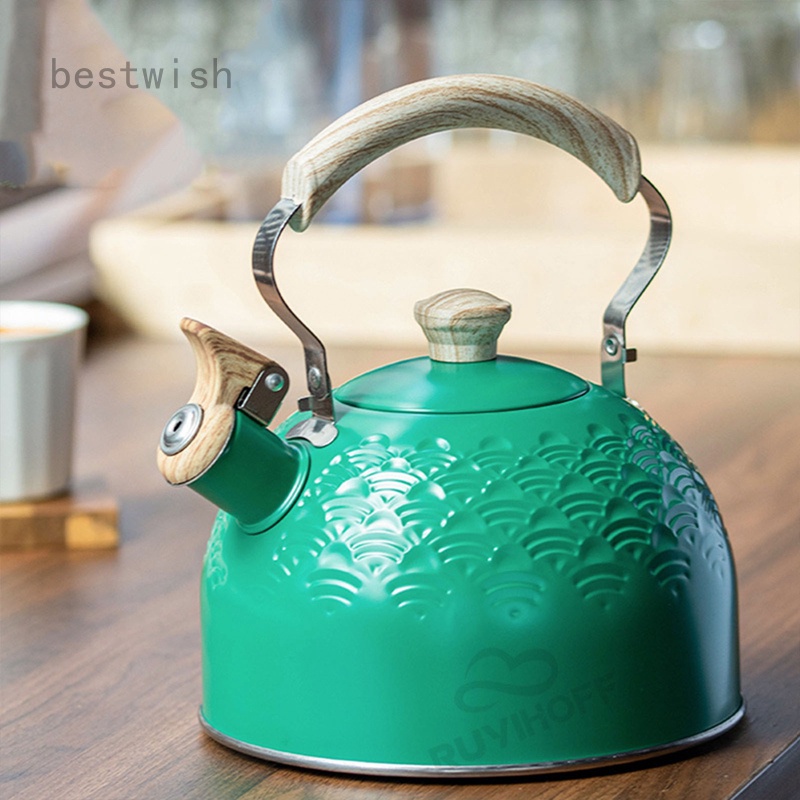 BWH Chaleira Criativa Whistling Kettle Padrão De Nuvem Auspiciosa De Aço Inoxidável 2.5L Verde Menta