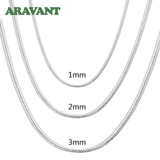 Aravant 925 Prata 1MM/2MM/3MM Colar De Corrente De Cobra Para Homens Jóias De Moda Feminina