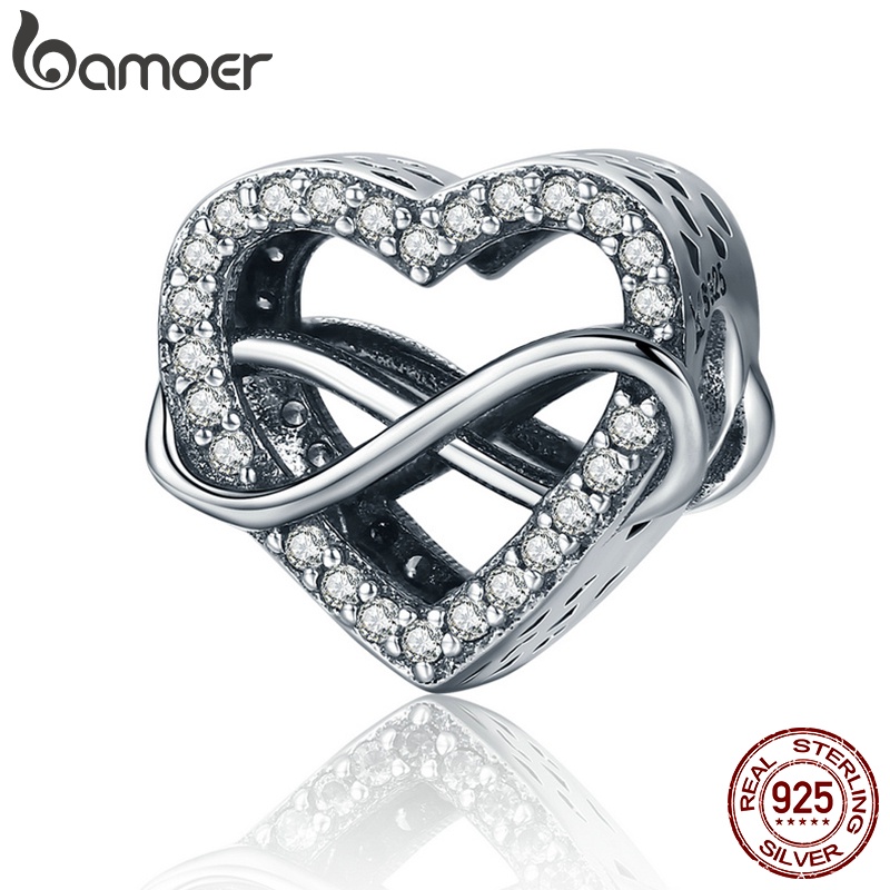 BAMOER Love Is Endless Charm 925 Silver Bracelet Accessories SCC432 em Oferta na Shopee