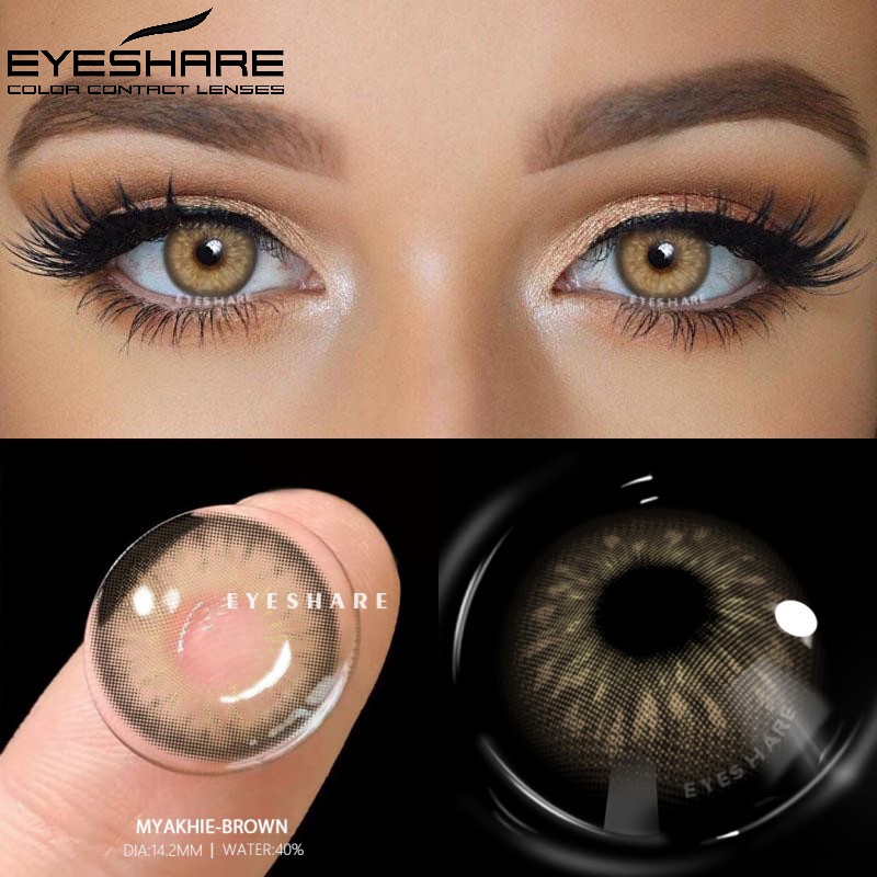 EYESHARE 2pcs Contatos Coloridos Para Os Olhos Marrom Lentes De Marrons Maquiagem Cosmética Anual em Oferta na Shopee
