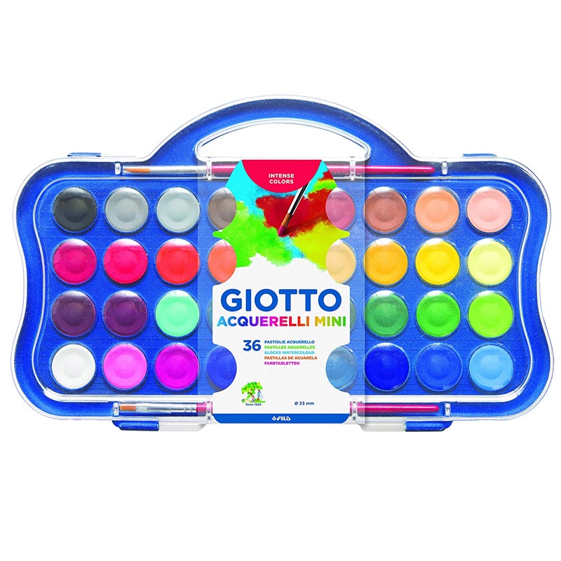 Aquarela mini Giotto pastilha 36 cores + 2 pincel Licyn