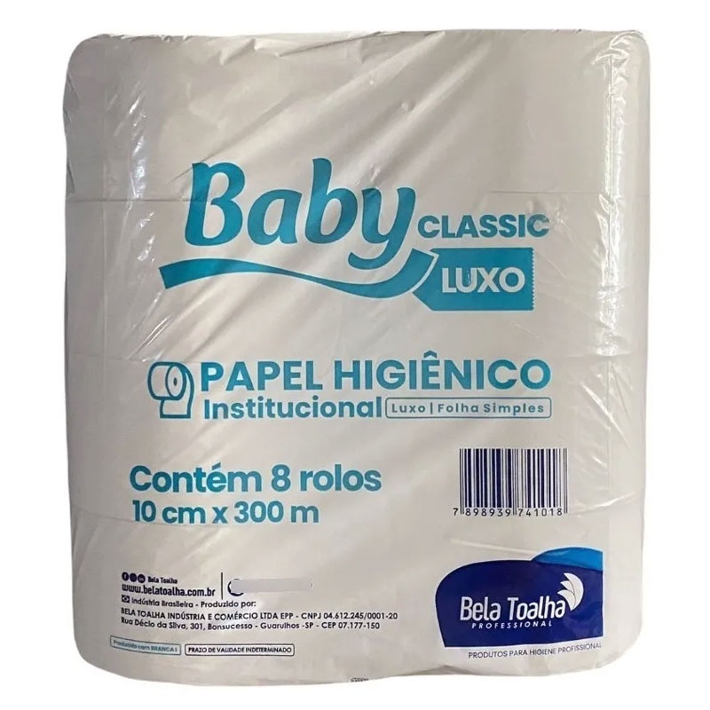 Papel higiênico rolão Luxo 10x300 com 8 rolos Baby em Oferta na Shopee
