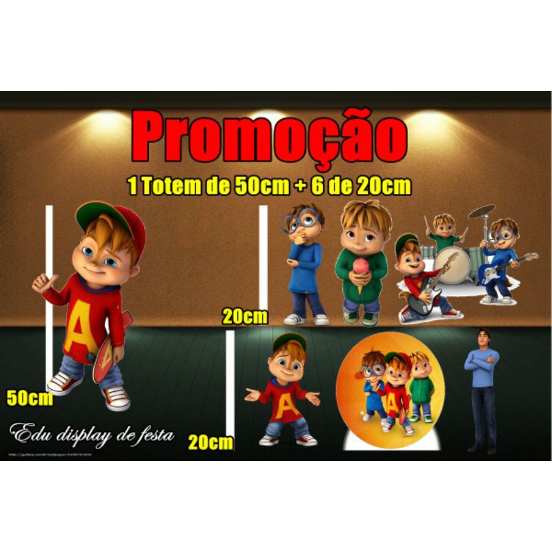 Alvin e os esquilos Kit decoração de festa infantil 1 display de chão e 6 de mesa 20cm envio em 24h envio em 24h