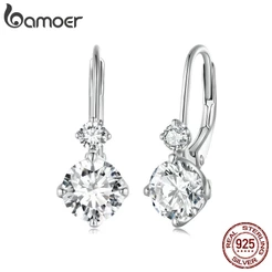 Bamoer 925 Sterling Silver 1 Carat Moissanite Brincos Instrumento Testado 100 % Jóias De Moda Genuínas Com Certificado MSE031
