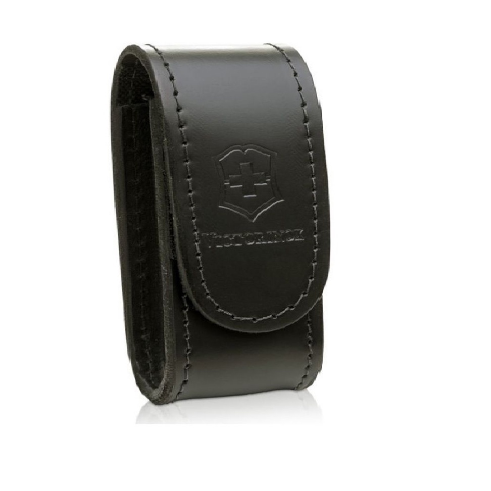 Bainha de cinto em Couro Preta para canivetes Victorinox tamanho M