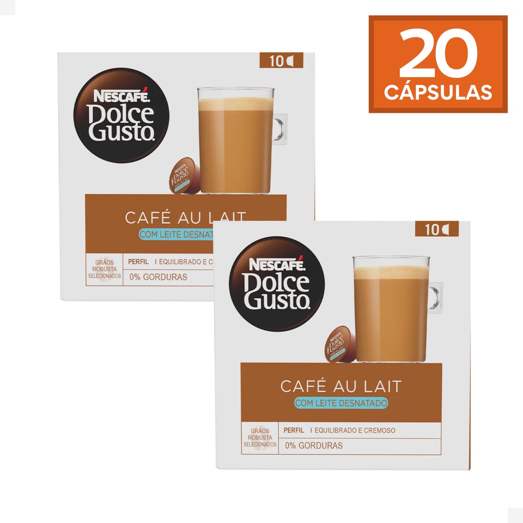 Combo 20 Cápsulas Nescafé Dolce Gusto Café Ao Leite Desnatado