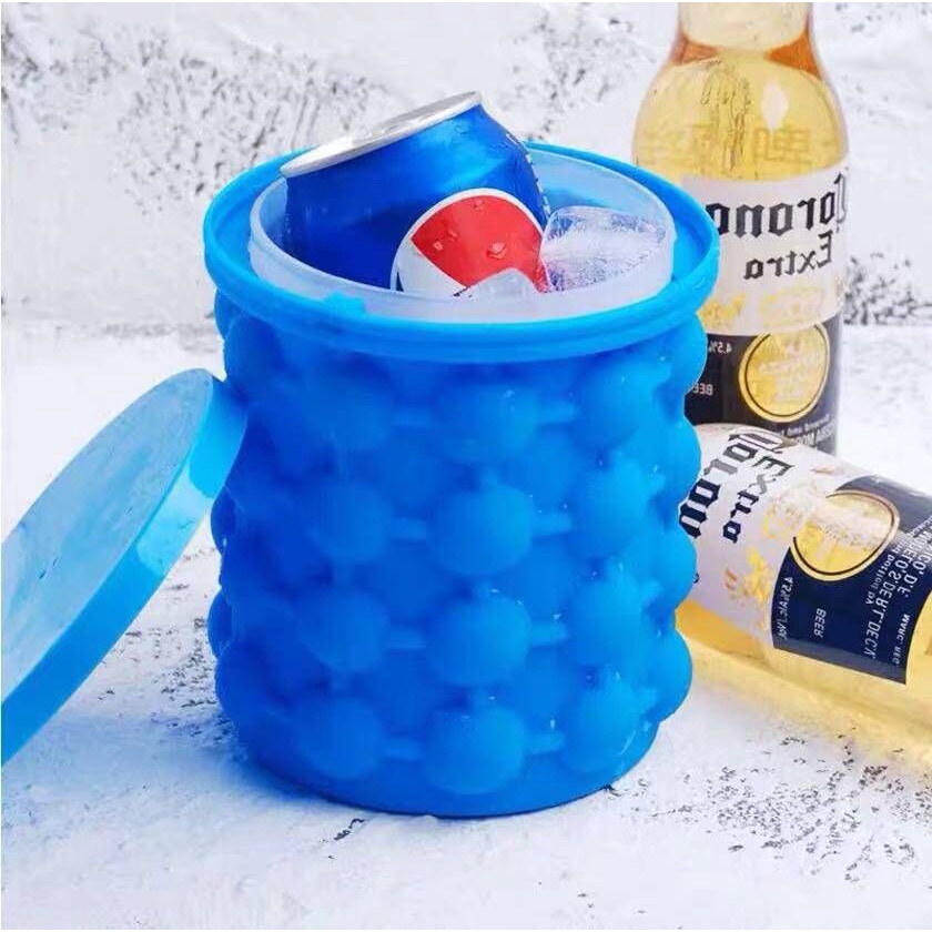 Mini Balde Forma De Gelo Em Silicone Cozinha Geladeira Ice Magic Cube 900 Ml Compacto Faz até 120 Cubos de gelo