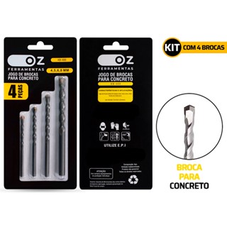 Jogo De Brocas Para Alvenaria E Concreto Oz Kit 4 Peças