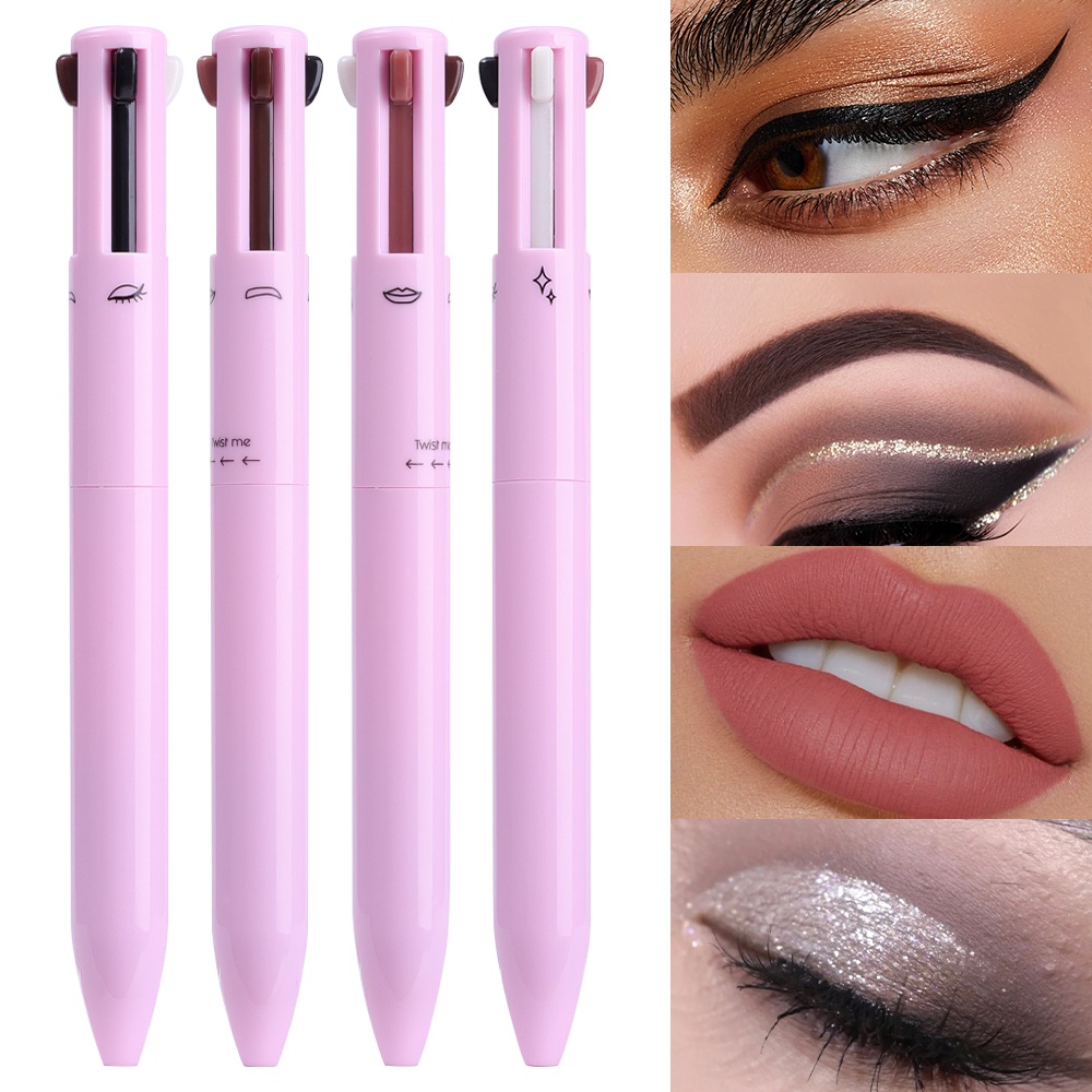 Caneta De Maquiagem 4 Em 1 À Prova D'água E Durável Destaque Perolada Red Lipliner Lápis Preto Marrom Para Sobrancelhas Cosméticos Mulheres em Oferta na Shopee