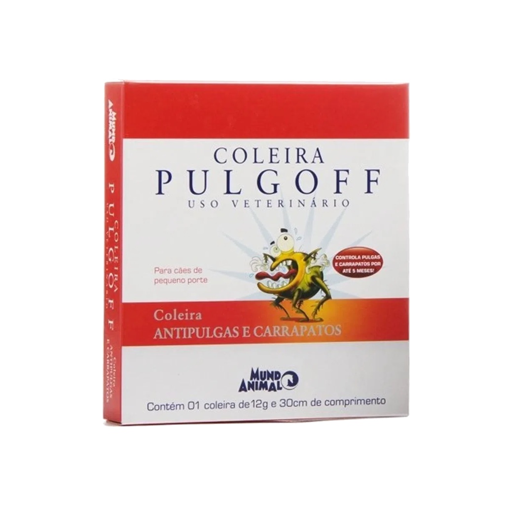Pulgoff Coleira Antipulgas Mundo Animal para Cães - Tam. P