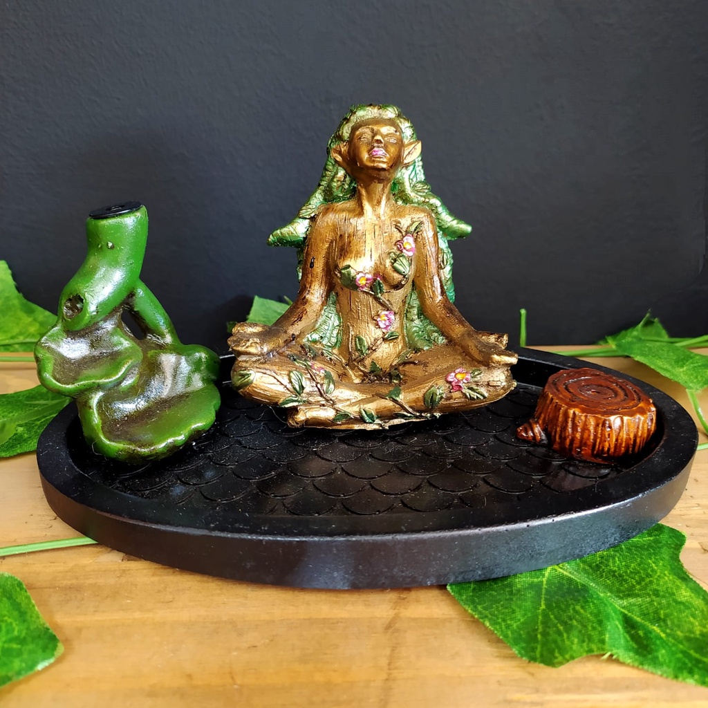 Imagem PORTA INCENSO CASCATA EM RESINA GHAIA 11CM