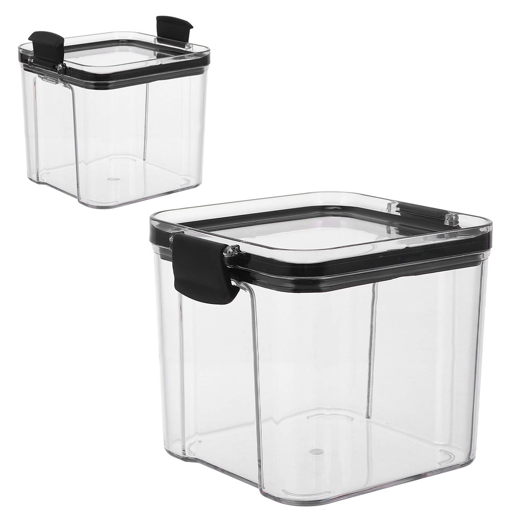 Pote Hermetico Conserva Armazenamento 700ml Veda Tampa Acrilico Transparente Cozinha Armario Multiuso Alimento Tempero Mantimento Organizador Resistente Empilhavel