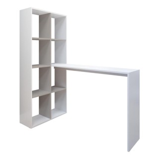 Mesa Office com estante lateral Multimóveis Branco/Lacca Fume