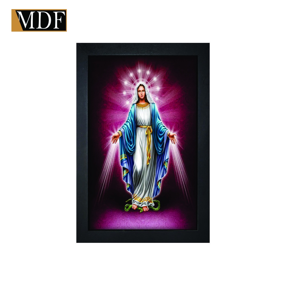 Quadro Decorativo Moldura Pintada Gel Nossa Senhora de Fátima 30x20 Mdf Adesivado