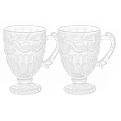 Jogo De Canecas Xícaras De Cristal Imperial Transparente 190ml 2 Peças - Lyor 4986/2