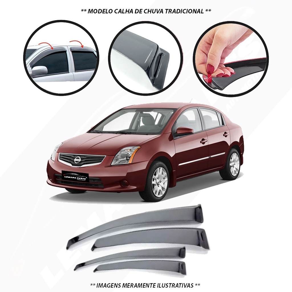 Calha De Chuva Defletor Sentra 2007 A 2016 4 Portas Fume Tiger NS8670