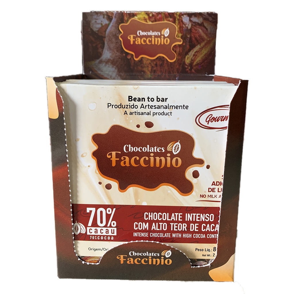 Kit 12 Caixas de Chocolate Artesanal 70% Cacau Bean To Bar Faccinio