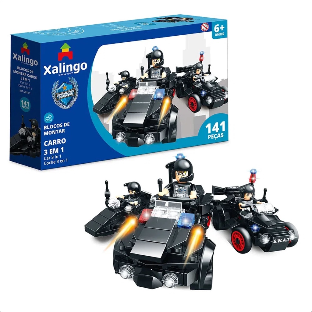 Brinquedo De Encaixe Operações Especiais Carro 3 EM 1 141 Peças Raciocínio Percepção +De 6 Anos Xalingo - 28187 em Oferta na Shopee