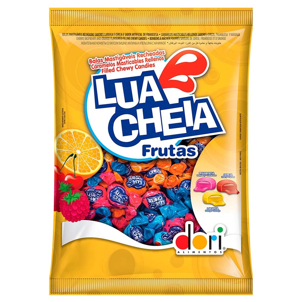 Bala Mastigável Recheada Lua Cheia Frutas 400g - Dori