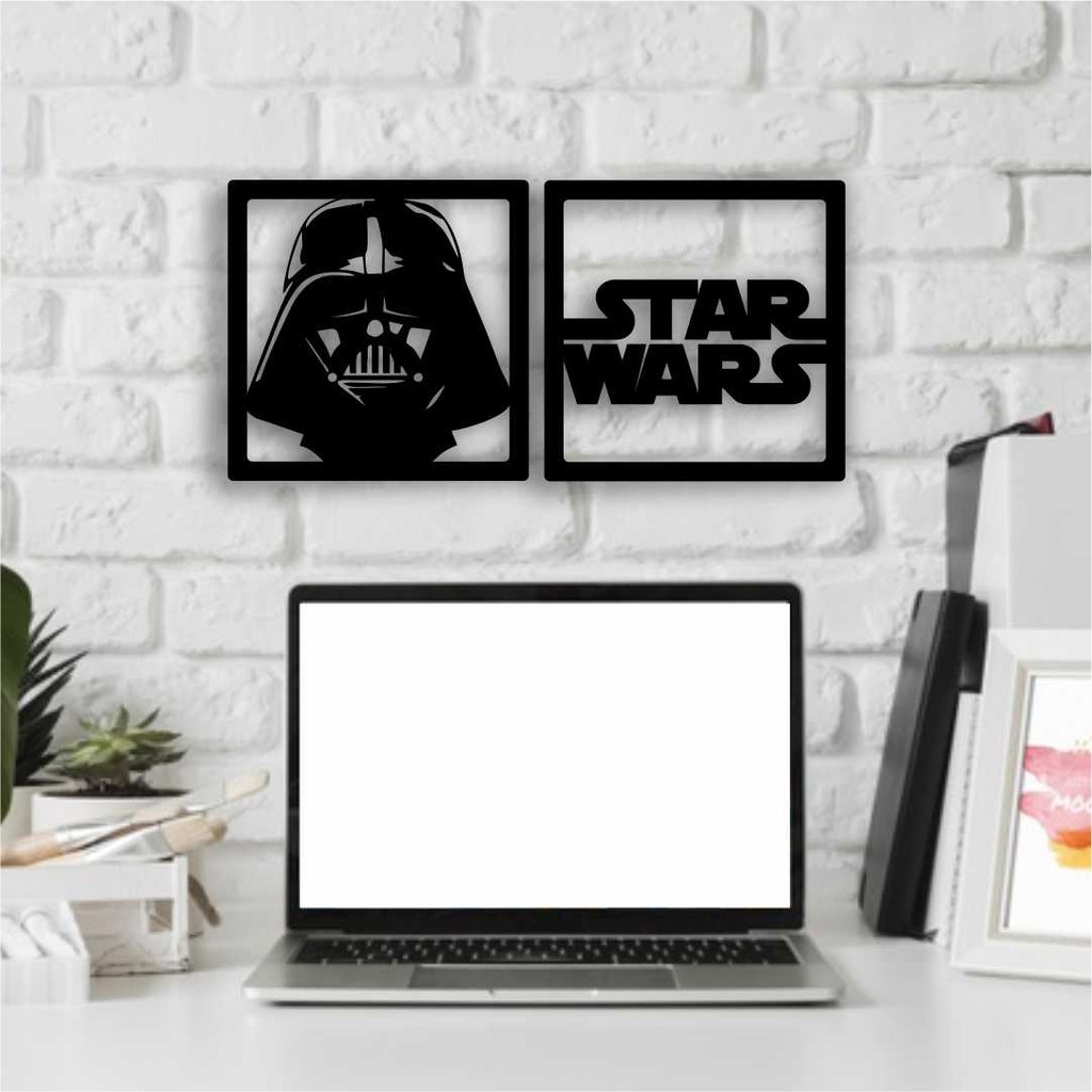 Quadros Star Wars Recorte MDF 6mm Vazado Preto Individual 16cm x 16cm 1 MDF