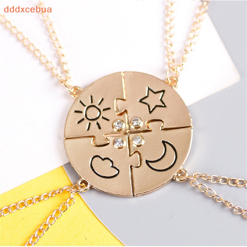 [Dddddxcebua] 4 Peças Novo Colar De Lua Estrela Do Sol Redondo Moda Melhor Amigo Para Sempre BFF Amizade Homens E Mulheres Gargantilha De Encanto 2023