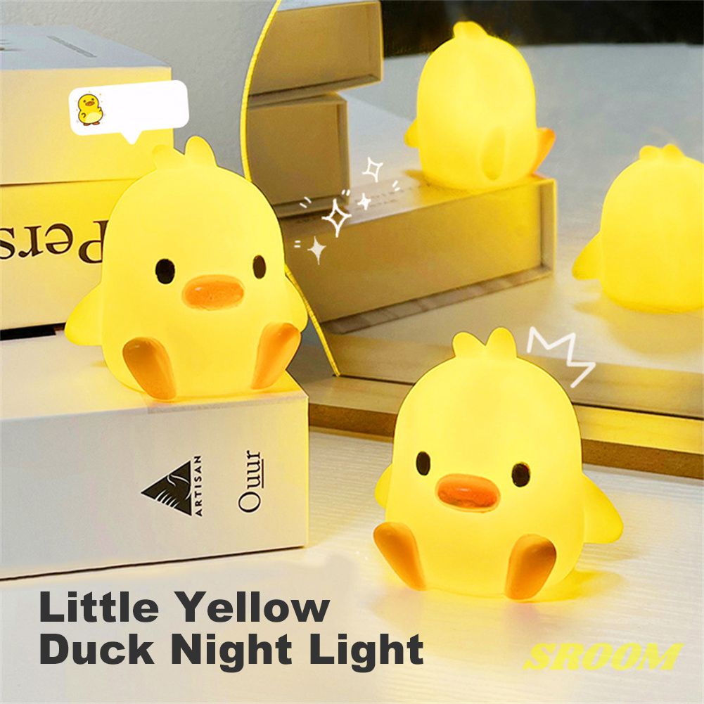 Luminária de noite de pato fofo quarto de cabeceira para presente de criança crianças desenho animado silicone luz de dormir linda luz de noite silicone toque suave S